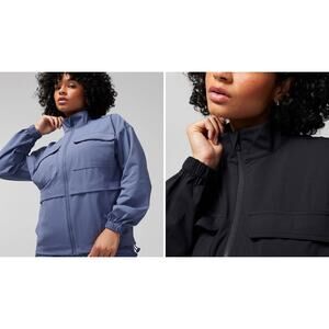 Soma Tech Knit Full Zip Utility Jacket Blue Plus Size XXL 2XL Performance Pocket